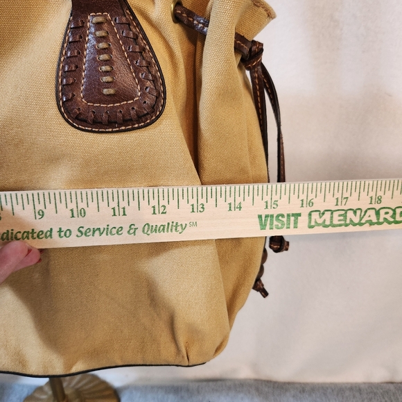 💙💙Fossil Hobo Canvas Handbag EUC Multi Strip Leather Trim - Picture 15 of 16